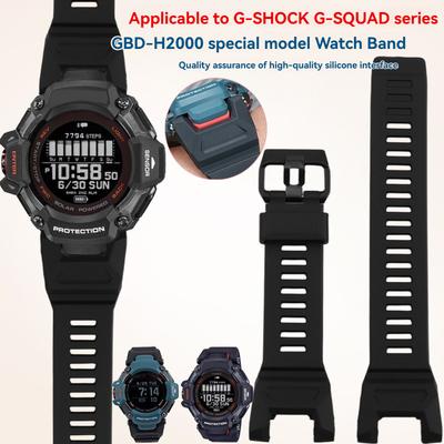 Für Casio GBD-H2000 Serie Bergsport Silikonuhr mit 3515 Zubehör, Schwarz und Blau Herrenarmband