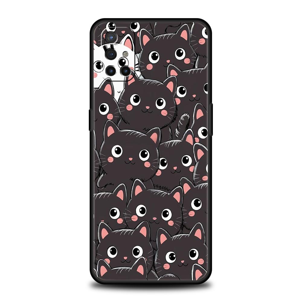 Cute Cartoon Cat Phone Case For Oneplus 12 12R 11 10T R10 Nord N100 N200 N10 10 7 8 9 7T 8T 9R 9RT CE 2 Pro 5G Soft TPU Cover