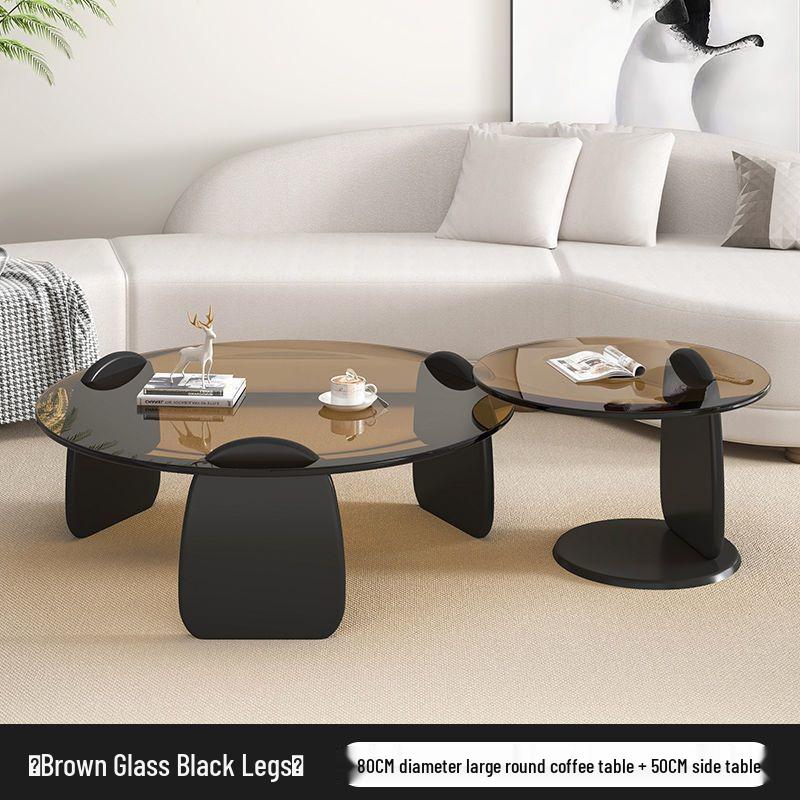 Nordic Minimalist Round Tempered Glass Coffee Table for Living Room - Elegant Light Luxury Italian Style for Small Apartments