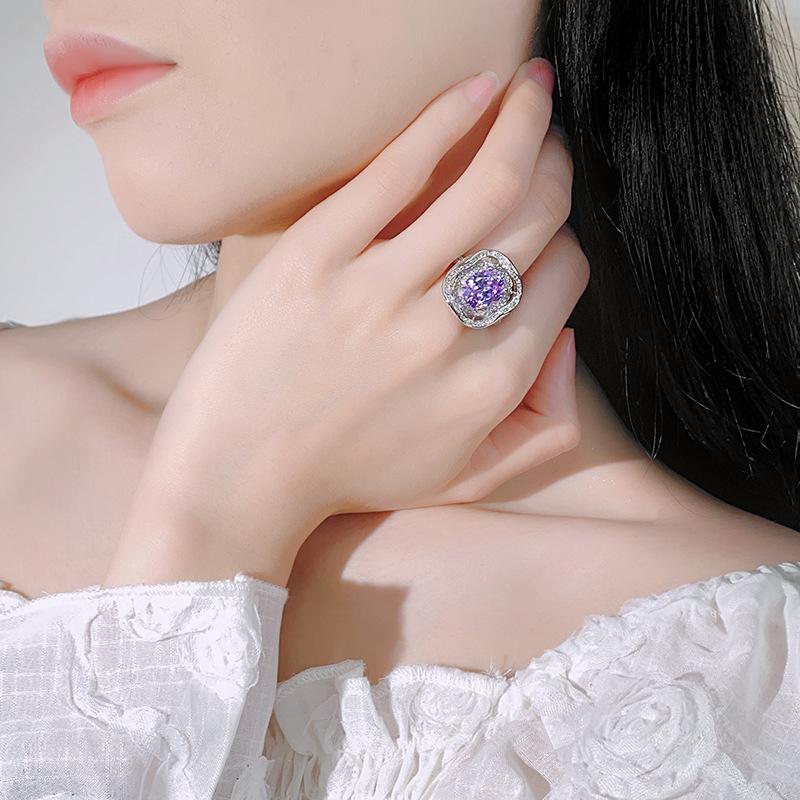 Jewelry Wind Copper Ring Female Zircon Light Luxury High-End Retro