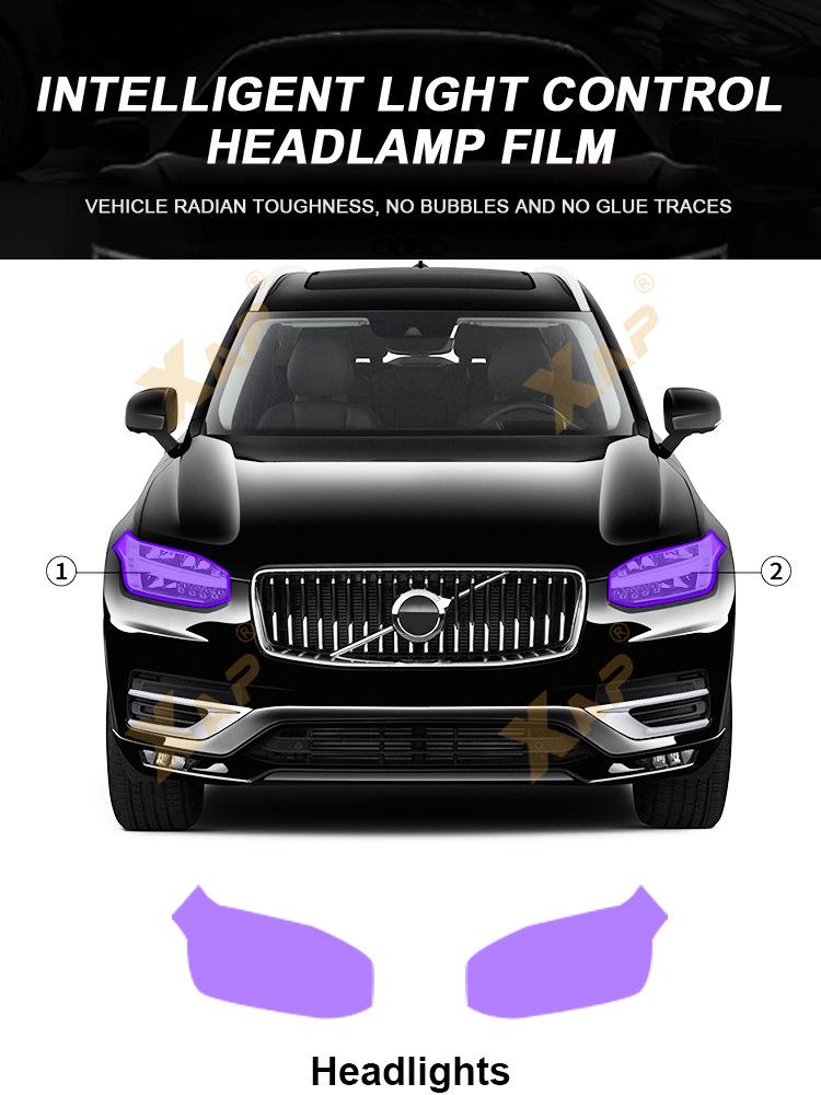 Volvo XC90 TPU Light-Controlled Color-Changing Protective Film: White To Purple/Black