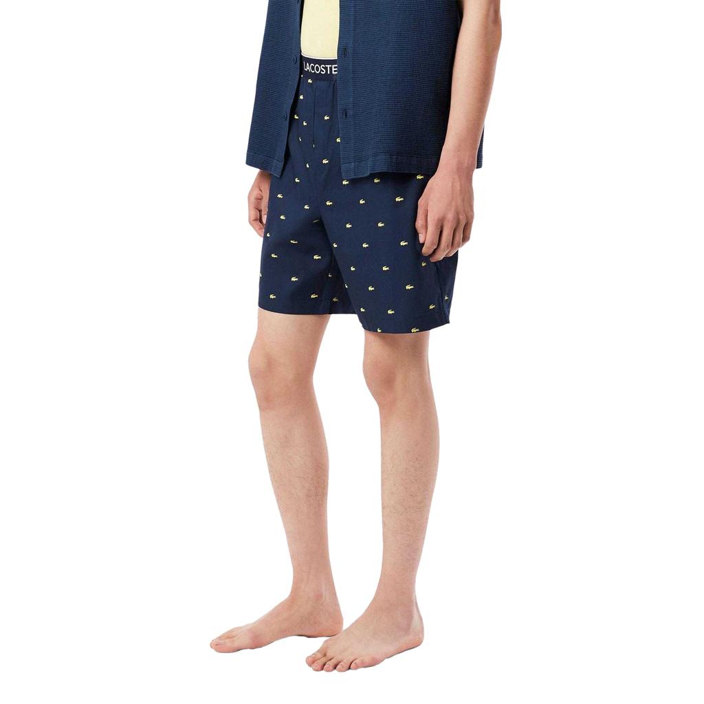 Lacoste Herren Popeline Pyjamashorts mit wiederholtem Logo