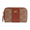 New Coated Canvas Card Holder Mini Women's Tan With Caramel CR552-B4XHG