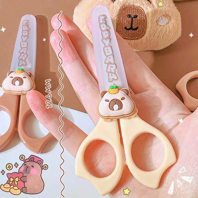 2 pezzi di forbici per bambini a forma di capibara, cancelleria per l'apprendimento, forbici per ritagli di carta fatti a mano, forbici per ritagli di carta sicuri