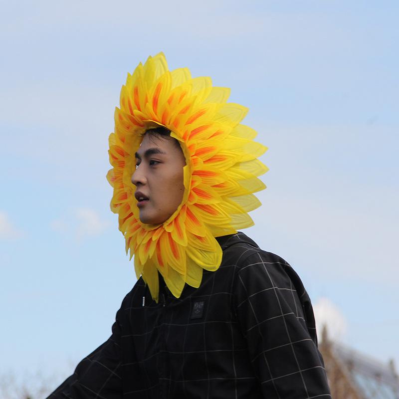 Sunflower Headgear: Funny Face-Revealing Hat for Kindergarten Sports Meet