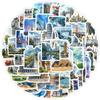 50 Watercolor Landmark Buildings Graffiti Mobile Phone Suitcase Mobile Phone Case Guitar Waterproof Decorative Stickers
