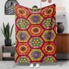 Retro Multicolor Hexagonal Flowers Flannel Printed Blanket Suitable for All Seasons Suitable for Living Room Office Sofa Travel