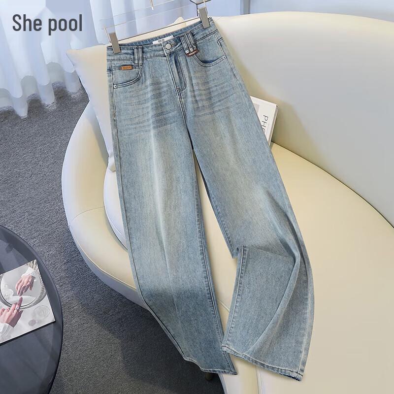 

Women s High-Waist Washed Straight-Leg Jeans L