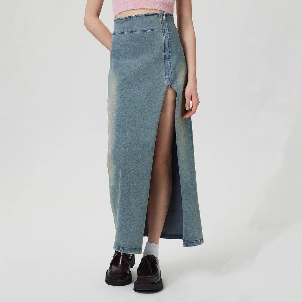 Women's INS Fashion Casual Slit Denim Midi Skirt
