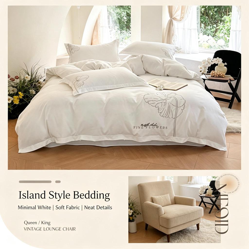 100% Cotton 4‑Pieces Bedding Set Solid Color Hotel Style Bed Sheet Duvet Cover Pillowcases for Guesthouse Hostel Hotel