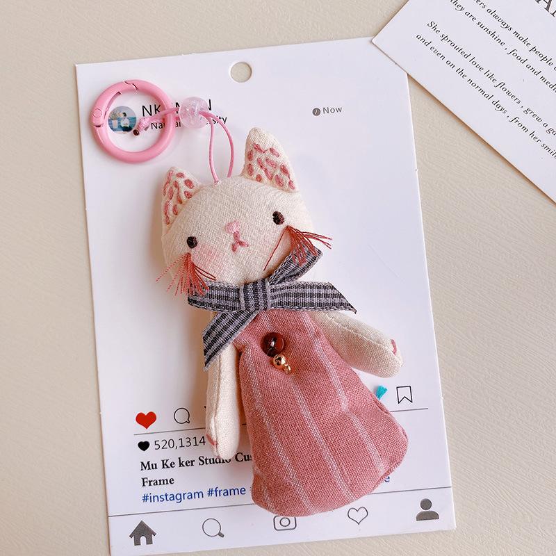 Cute Animal Doll Series Fabric Keychain Handmaking Fabric Penguin Keyrings For Bag Pendant Small Bear Doll Keychain Wholesale