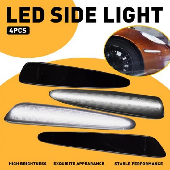 Smoked White LED Front Rear Side Marker Lights For 2005-2013 Chevy Corvette C6