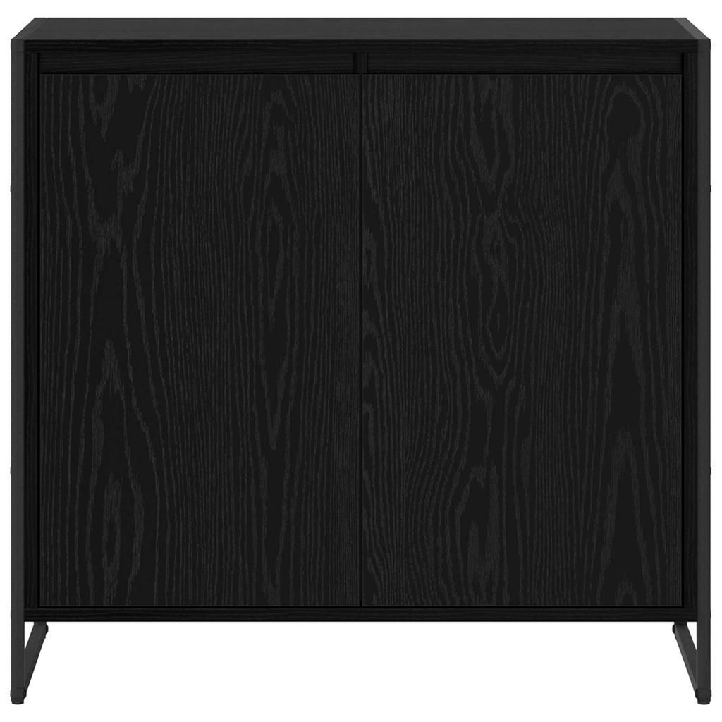 Side Cabinet Black Oak Effect 79 x 36 x 75 cm