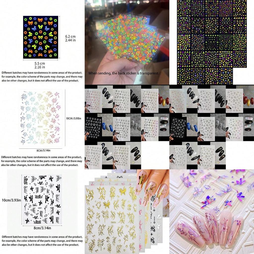 Non-Toxic 10Pcs Mix Random Design Elegant French Tip  Geometric Designs Nail Art Decals  Nail Stickers Set