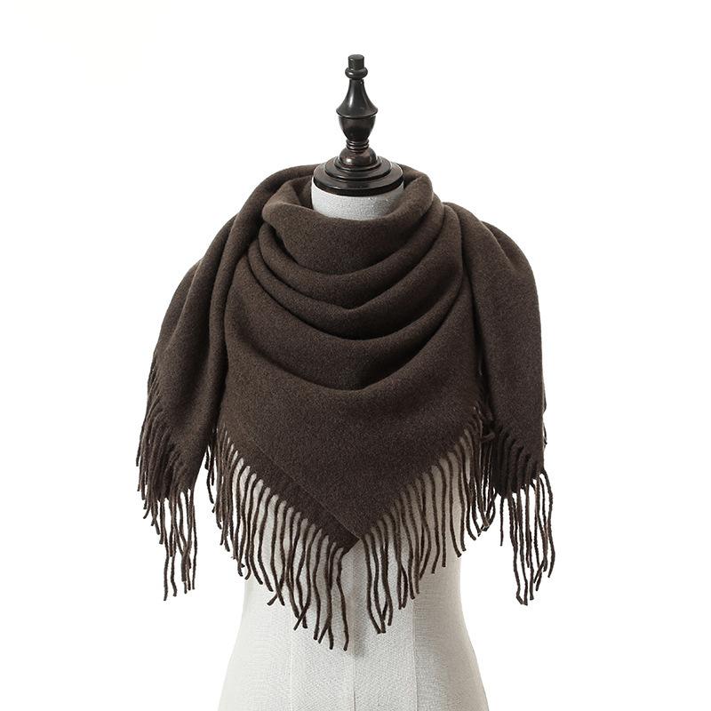 New Solid Color Wool Square Scarf Women's Imitation Cashmere Autumn and Winter Warm Scarf Cashmere Shawl