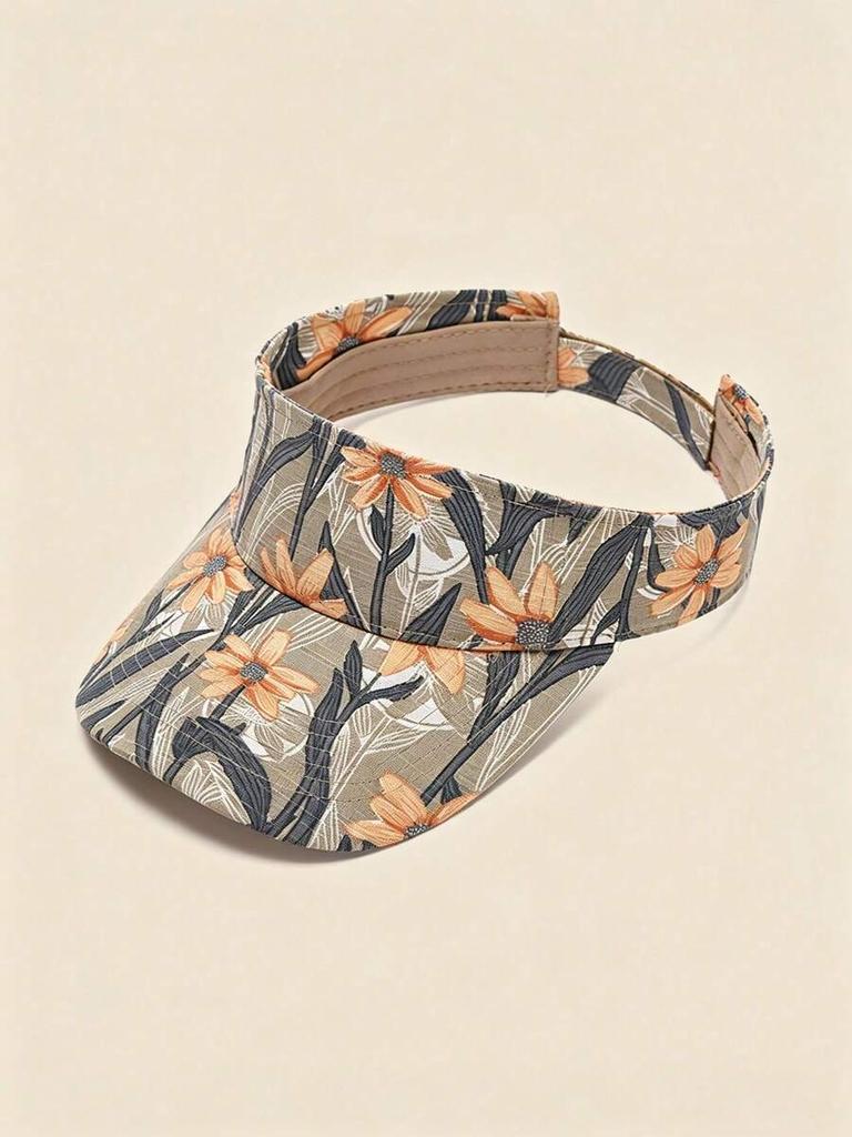 Unisex Printed Visor Cap Sun Protection Outdoor Sports Hat Adjustable For Beach Travel