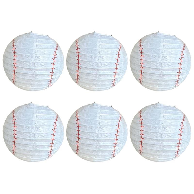 Lot de 6 Lanternes en Papier Sport Football Décoration Suspendue Japonaise pour Anniversaires sur le Thème du Football Centres de Table