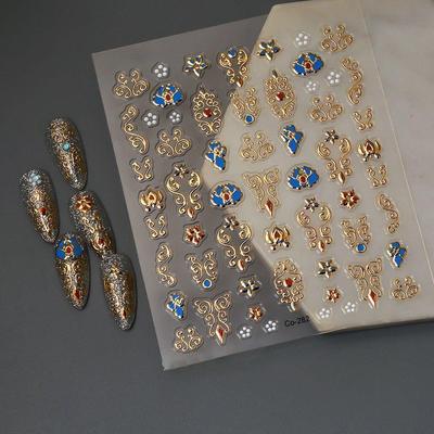 Autocollants pour ongles Totem de Palais Chinois Rétro - Décoration DIY Imperméable et Adhésive