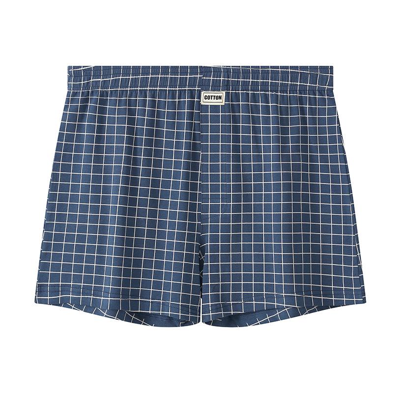 Huajielong Men's Plaid Cotton Boxer Briefs - Loose, Thin & Breathable