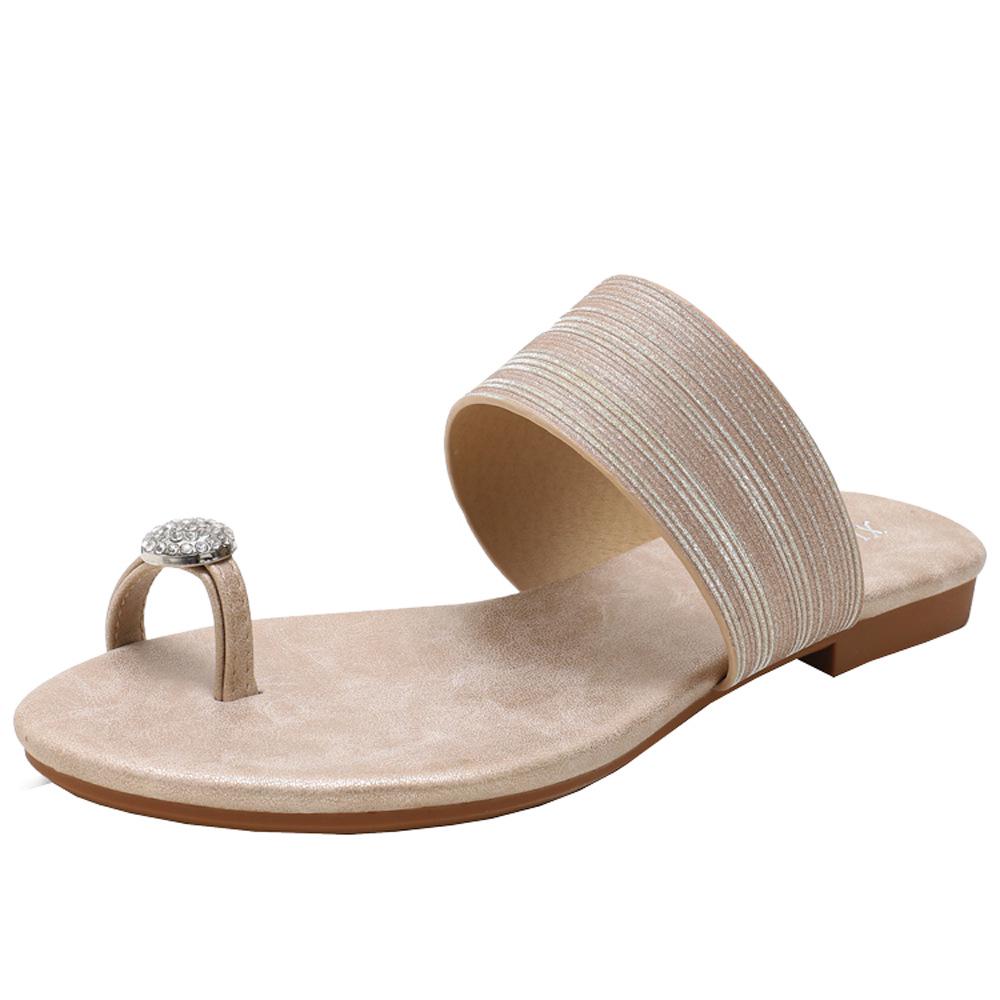2025 Women's Rhinestone Slides: Comfortable Plus Size Flat Sandals with Soft Sole for Casual Beach Outfits