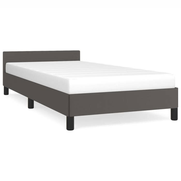 VidaXL Bed Frames with Headboard Slat Base Upholstered Bed Slat Frame Single Bed Adult Bedroom Interior Grey 347475