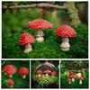 3PCS Fairy Garden Miniatures Mini Mushroom Garden Decoration Resin Mushroom Glow In The Dark Craft Landscape Mushroom Statue