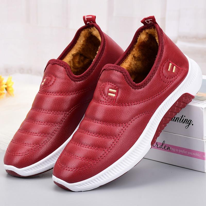 Plus Velvet Women's Cotton Shoes, Thick Waterproof Cotton Shoes, Sports PU Short Boots, Women