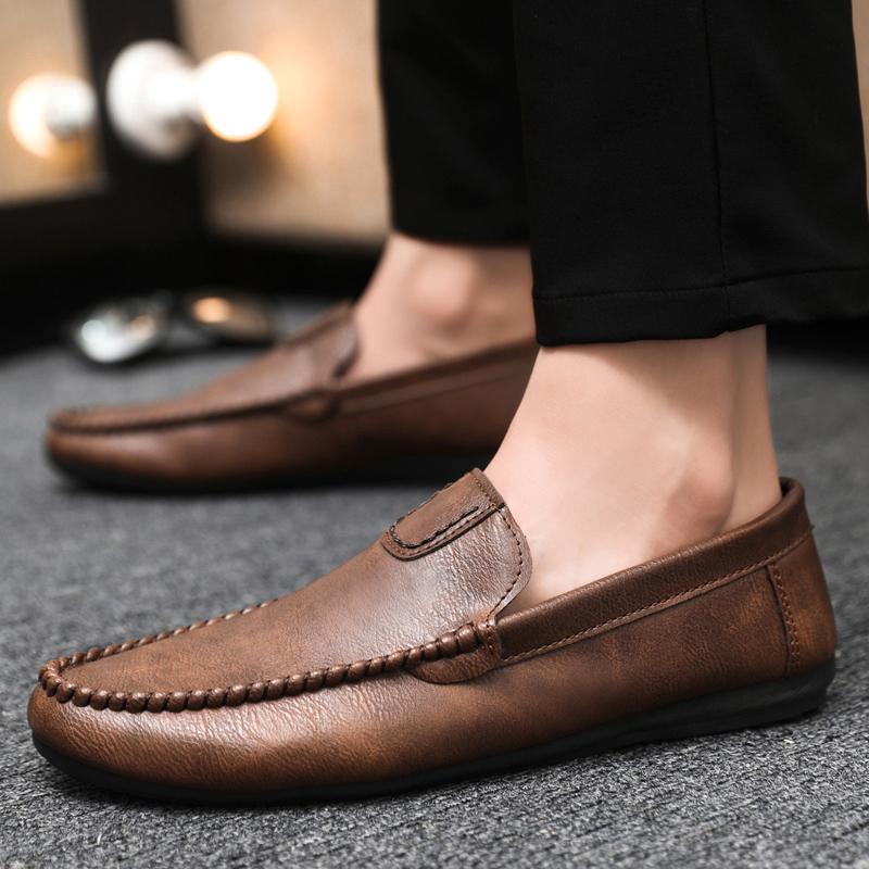 Fashion Genuine Leather Breathable Mocasines Casual Loafers Leather Shoes For Men Slip On Formal Italian Driving Flat Chaussure Homme