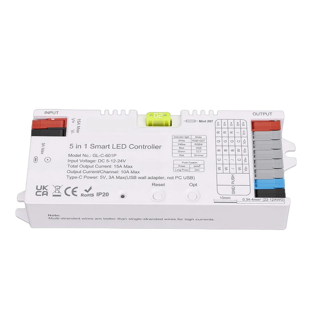 5 In 1 Smart LED Controller Support for ZigBee 3.0 LED Strip Light Control RGBCCT RGBW RGB CCT Dimmer Monochrome Color