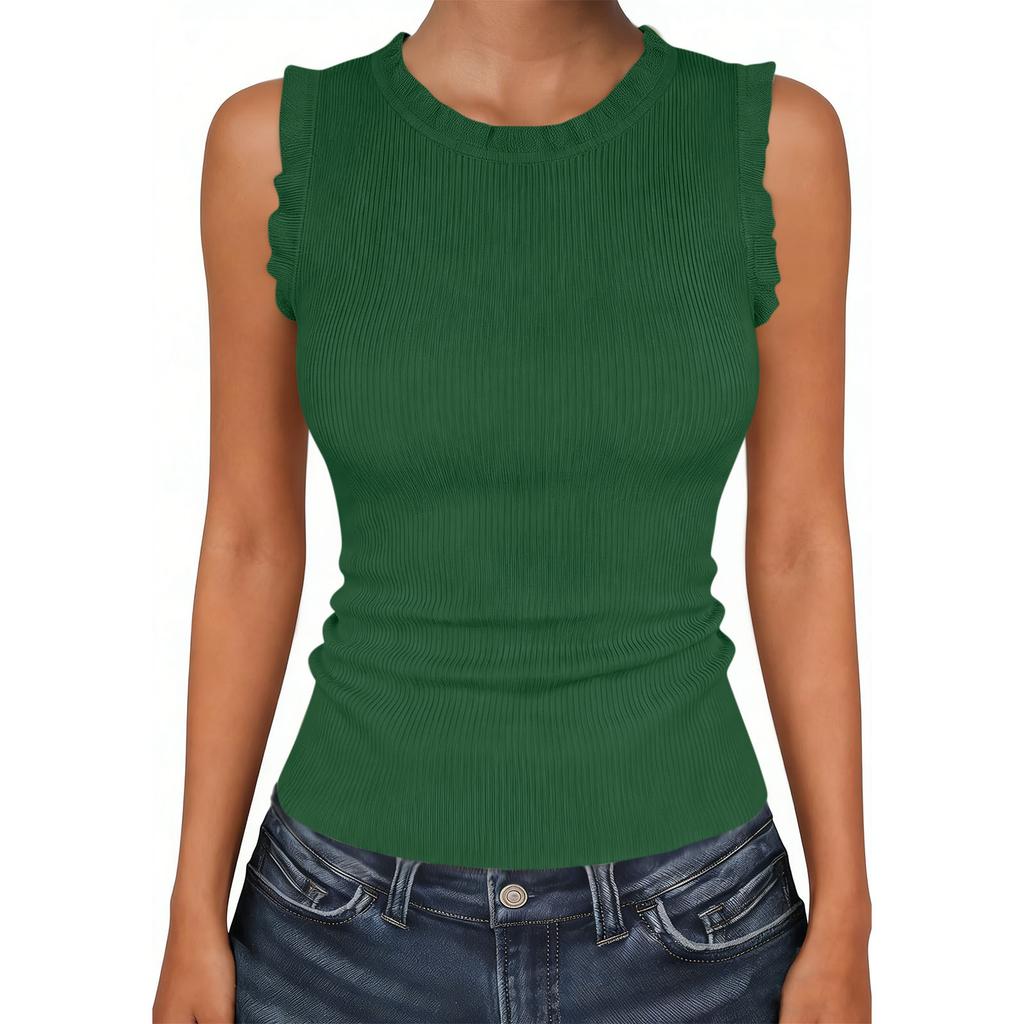 Sleeveless Ribbed Knit Tank Top for Women Slim Fit Stretchy Lightweight Soft Fabric Casual Summer Wear