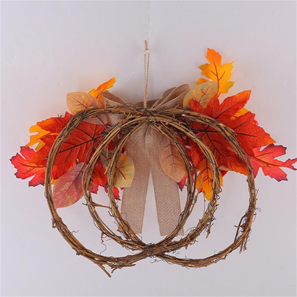 Fall Maple Leaf and Red Wreath for Thanksgiving Door Hanging and Home Decor