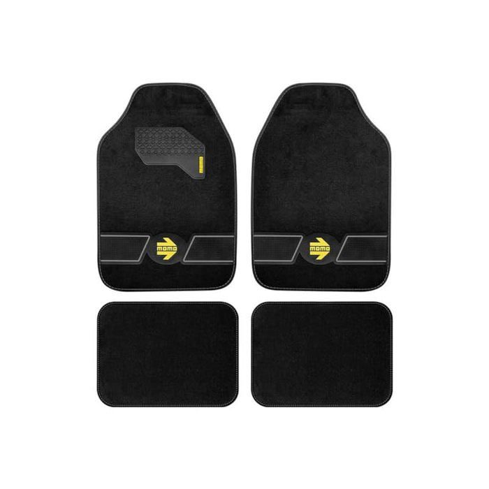 Teppichbodenmatten - Momo - 4er-Set - Schwarz/graue Streifen - Für Auto - Vorne und hinten