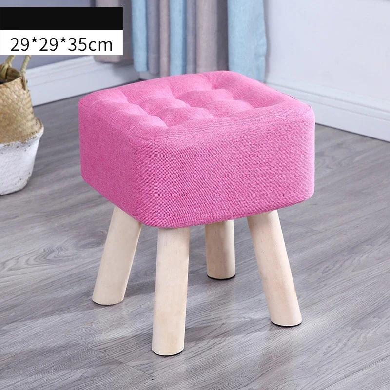 Elastic Foot Rest Stool Solid Wood Square Ottoman for Changing Small Shoes Sofa Bench Hallway Furniture Home Decoration