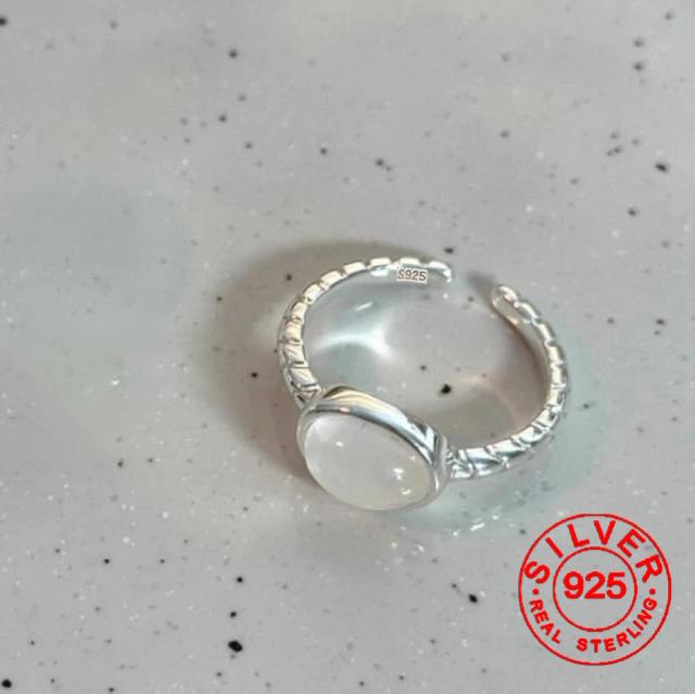 

BFCLUB Silver Color Rings for Women Simple Geometric Handmade Irregular Retro Black Stone Ring Allergy For Birthday Party Gift