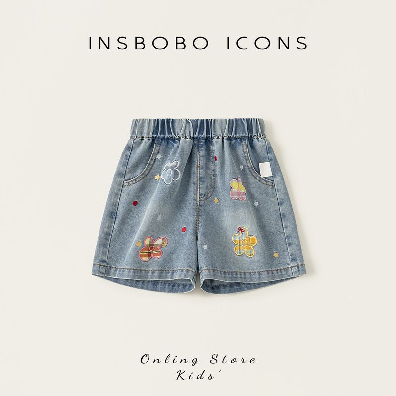 Insbobo Girls  Jeans 2026 Spring New Style Girls  Long Pants Children s Stylish Spring and Autumn Straight Pants Summer Cowboy Blue 80