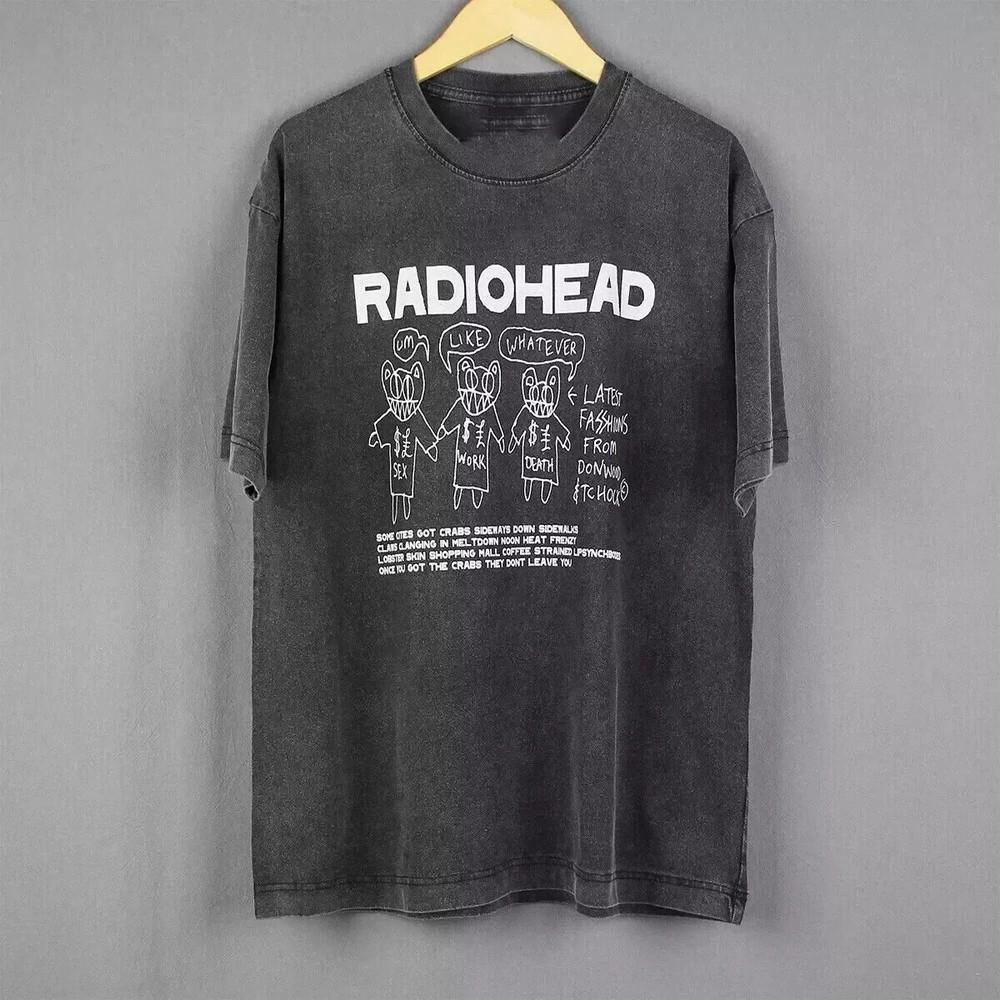 Radiohead Band Basic Black Graphic Retro Unisex T shirt Men Women S5XL Unisex T-Shirt S
