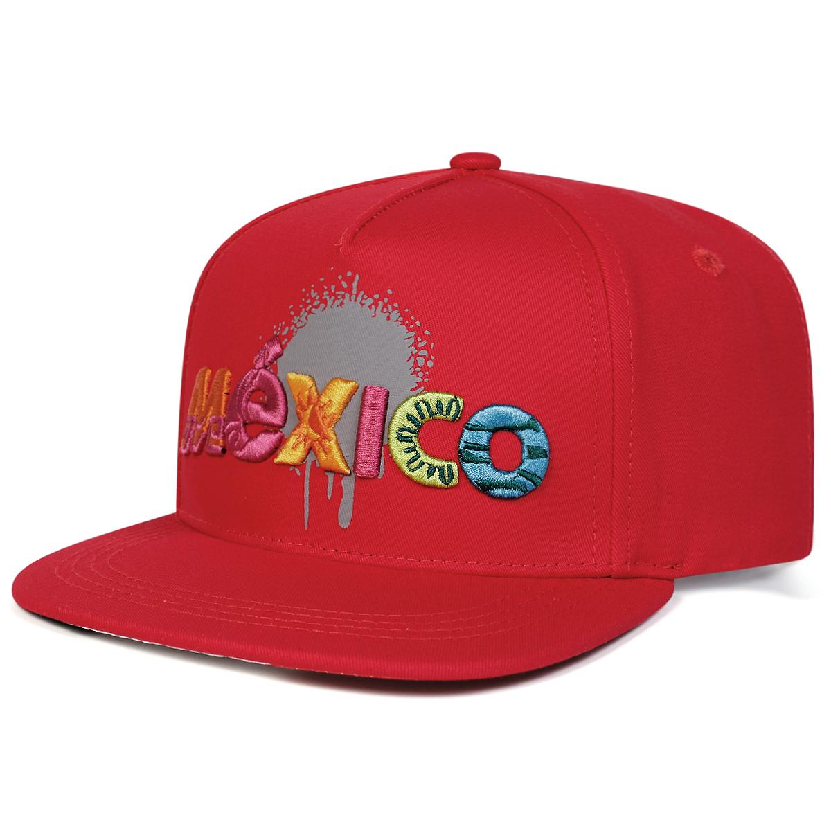 Casquettes Hip-Hop Unisexes Broderie Lettres Mexique Printemps et Automne Extérieur Réglables Décontractées Casquettes de Baseball Chapeau Protection Solaire Casquette de Sport rouge