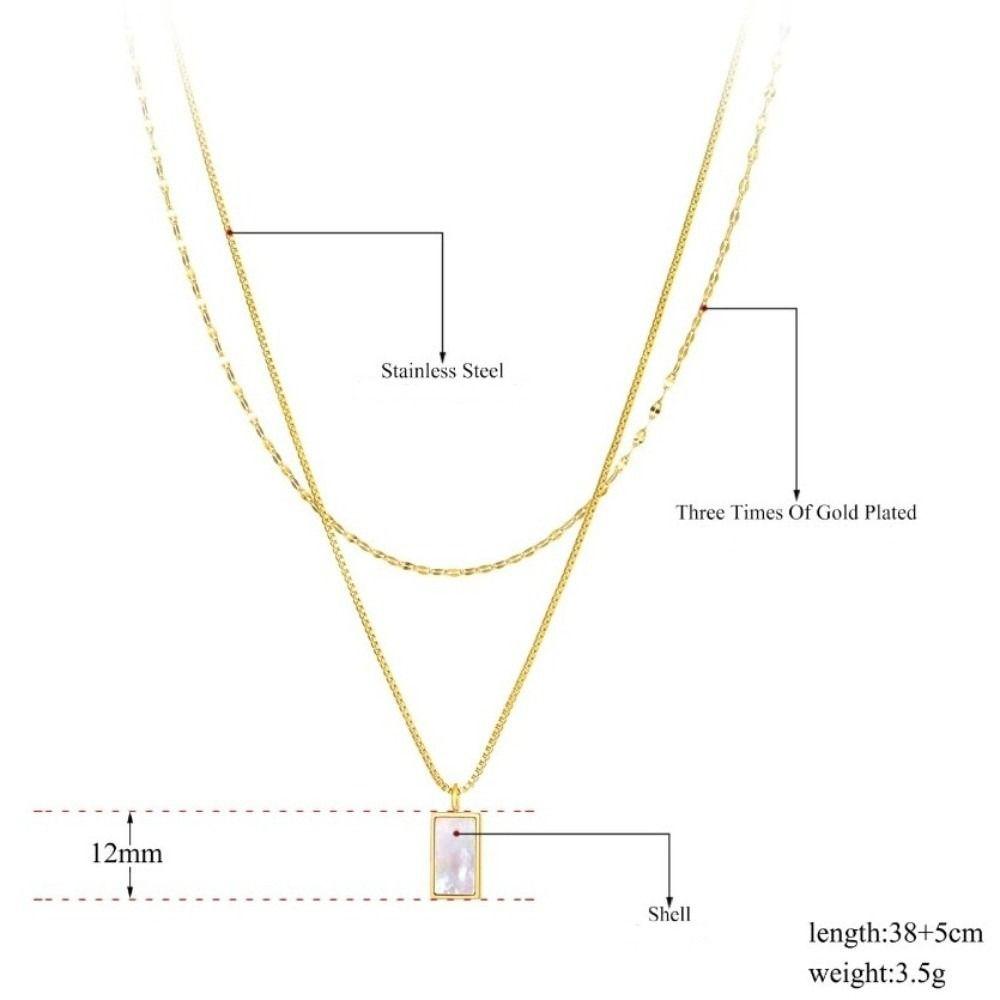 Embed Seashells Double Layer Necklace Titanium Steel Choker Necklace Women Jewelry