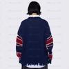 Womens Loose Fit Knit Sweater Crew Neck Long Sleeve Distressed Fringe Street Style Medium Thickness