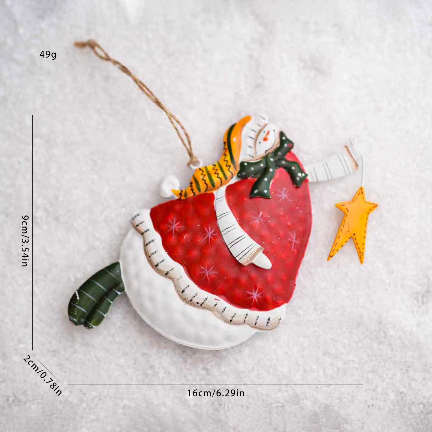 Retro Tinplate Snowman and Old Man Christmas Tree Bell Ornaments