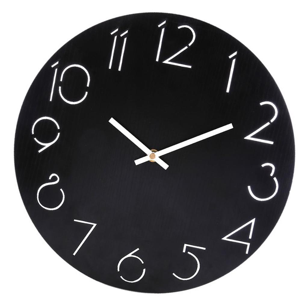 Buy Home Wooden Clock Wall Time Watch Battery Power 12H Display Black
