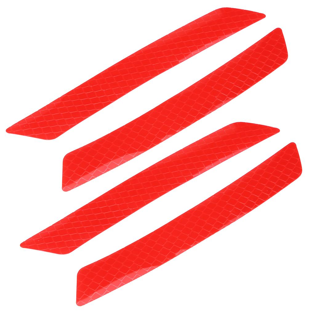 4Pcs Car Wheel Eyebrow Bumper Reflective Safety Warning Strip Tape Sticker Decal Red