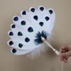 Creative Peacock Feather Fan Handmade Decorative Craft Fan Pearl Feather Fan  for Wedding Party