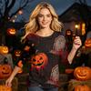 Halloween Shirt for Women 3/4 Sleeve Tunic Top Funny Splatter Pattern Casual Loose Holiday Graphic Blouse