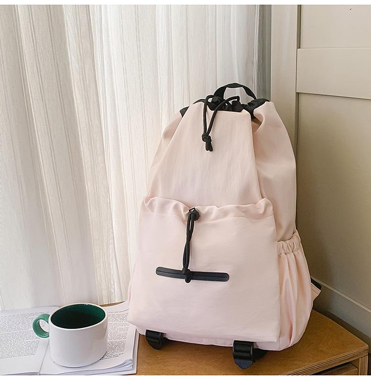 Schoolbag Korean Ins New Drawstring Large Capacity Junior High School High School University Student Backpack Lightweight Quick Drying Backpack