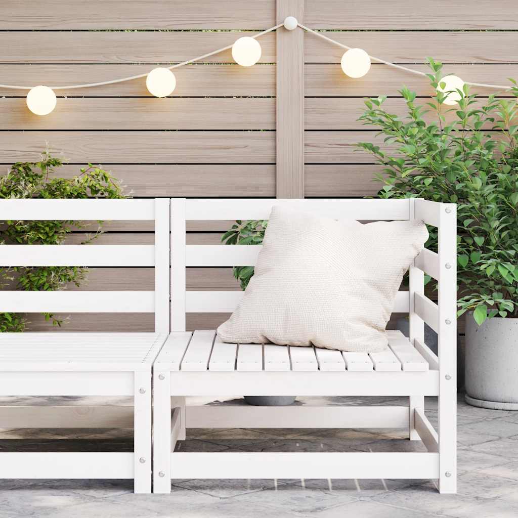 Garden Corner Sofa White Solid Pine Wood