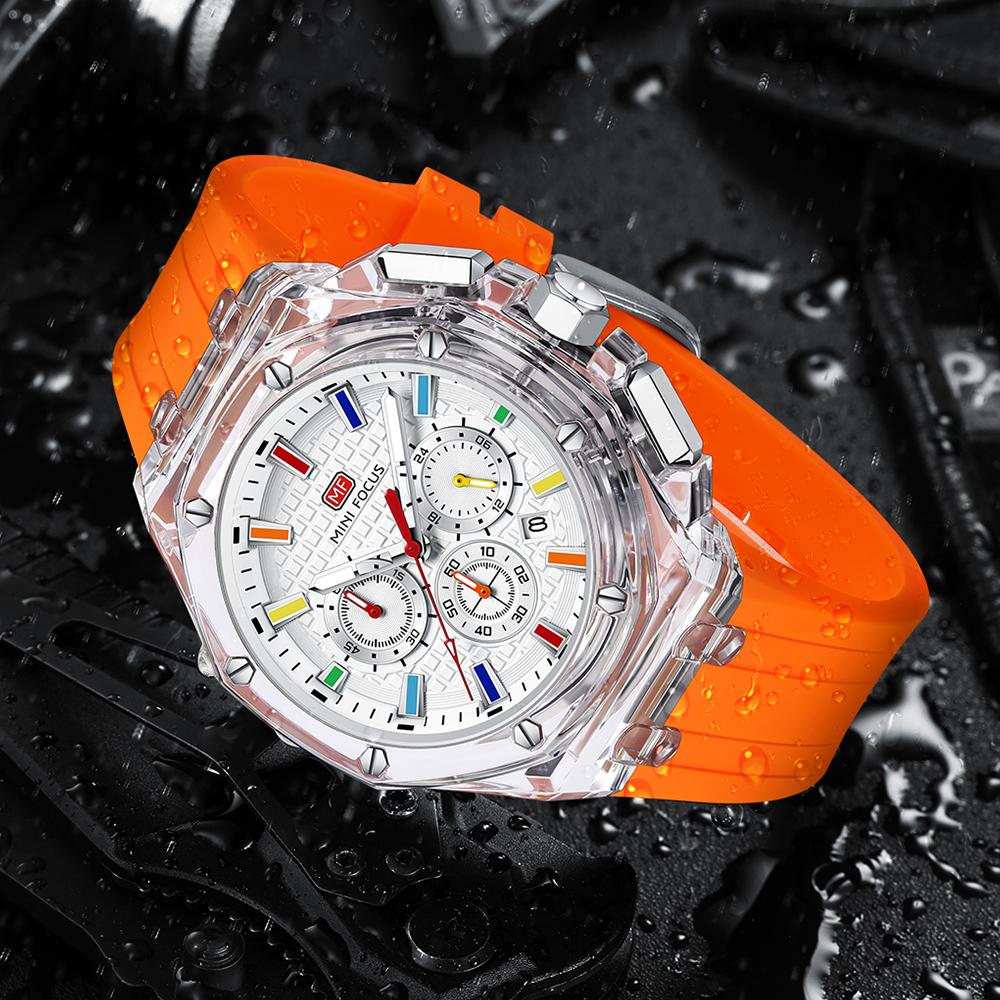 Multifunctional Casual Quartz Watch Mens Watches Waterproof Transparent Case Wrist Watch with Luminous Hands