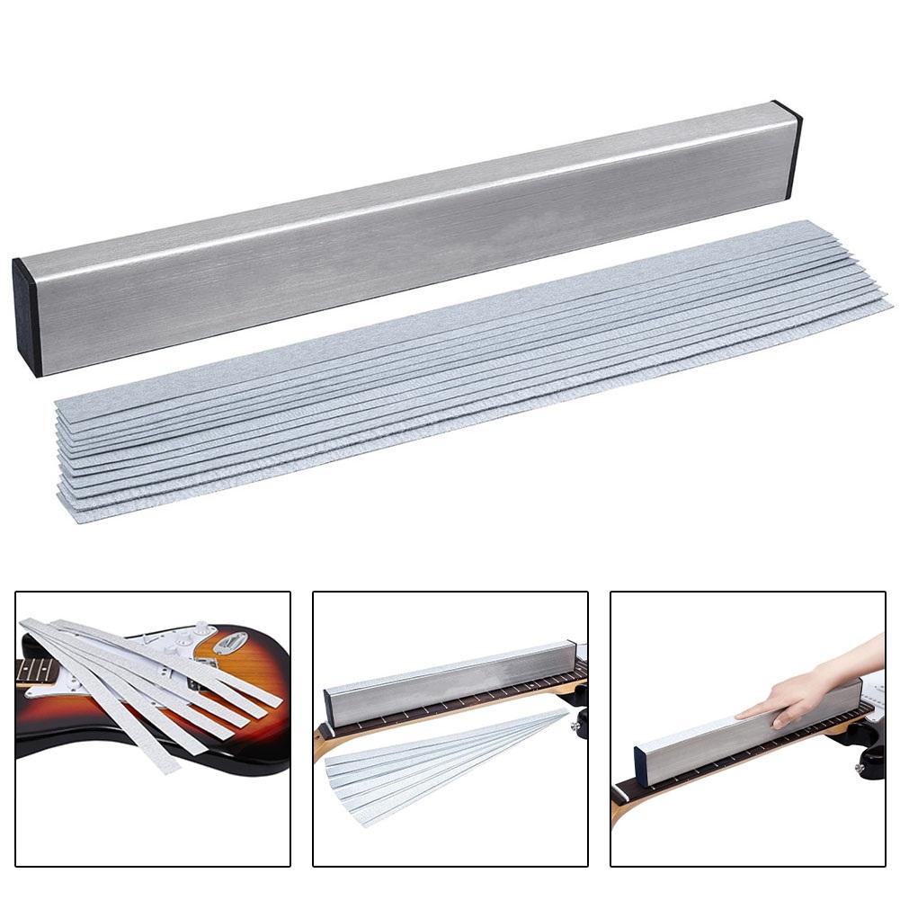 Guitar Neck Fret Beam Leveling Bar Luthier Tools With 6pcs Sandpaper Repair Care Polishing Luthier's Tools