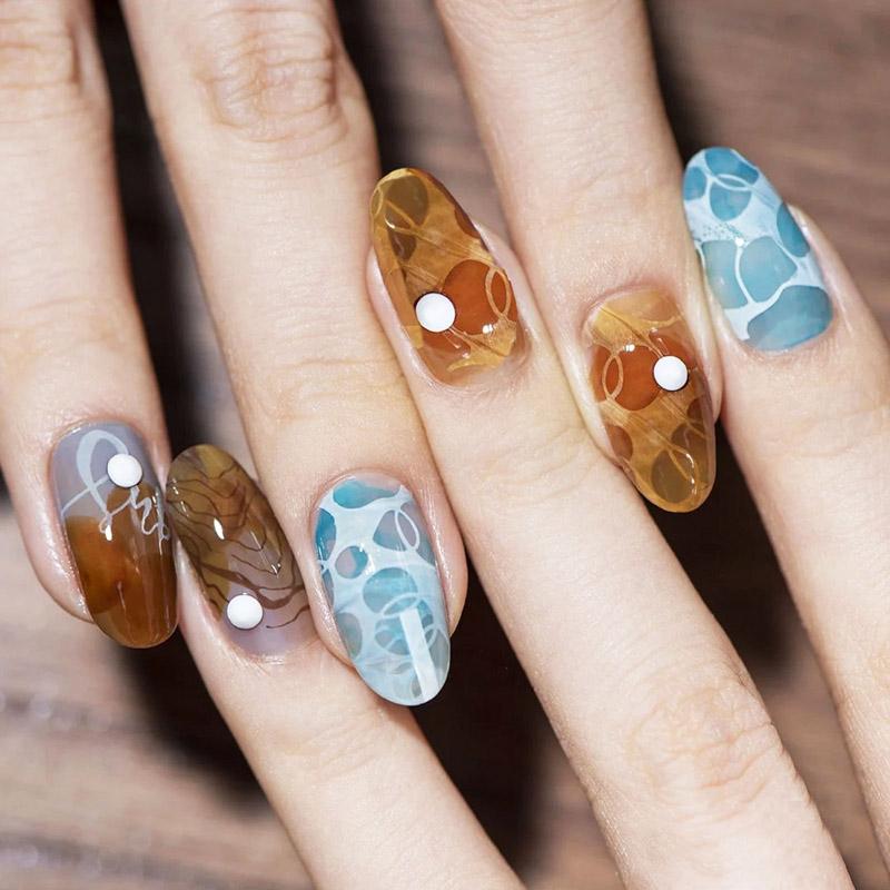 Pure Clear Jelly Silicone Nail Art Stamper Scraper with Cap Transparent Nail Stamp Stamping Tool