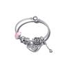 Pandora Cute Angel Love Pendant Set 925 Silver Glass Synthetic Cubic Zirconia Bracelet Women's Silver ZT-0655